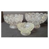 3 L. E. Smith Moon & Stars Clear Glass Bowls