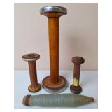 Wooden Textile Mill Spools, Primitive