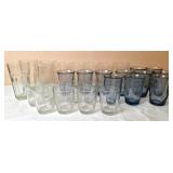 Drinking Glasses, Clear and Blue