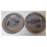 1998 & 1999 Rowe Pottery Works Christmas Plates