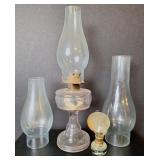 Clear Glass Oil Lamp & Miniature Oil Lamp
