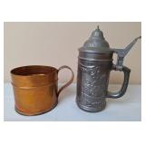 Gemutlichkeit Beer Stein and Copper ? Cup