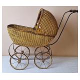 Woven Wicker Doll Carriage, Antique