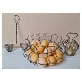 Wire Egg Boiler and Wire Egg Baskets w/Plastic
