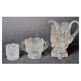 L.E. Smith Moon & Stars Creamer Pitcher, Sugar,