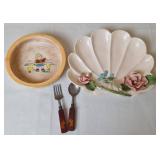 Pottery Baby Dish, Toddler Spoon & Fork, Trinket