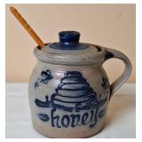 Rowe Pottery Works Honey Pot w/Honey Dipper