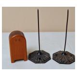 2 Receipt Spikes & Wooden Stamp Holder