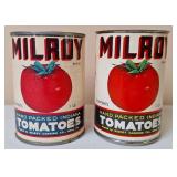 Milroy Indiana Canning Company Tomato Cans