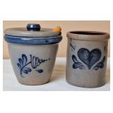 Rowe Pottery Works Condiment Crock & Small Crock