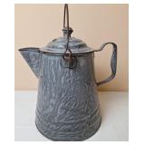 Gray Graniteware Enamel Coffee Pot