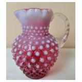 Fenton Cranberry Opalescent Hobnail Cream Pitcher