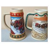 2 Budweiser Holiday Beer Steins