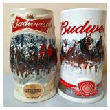 2011 & 2014 Budweiser Holiday Beer Steins