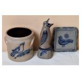 Rowe Pottery Works Stoneware Pie Bird, Crock &