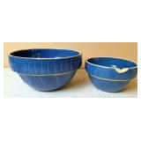 2 Blue Crock Mixing Bowls
