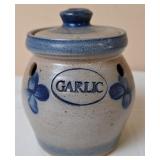 Rowe Pottery Works Stoneware Garlic Crock w/Lid