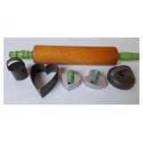 Wooden Rolling Pin, Biscuit Cutter & Cookie