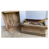 Primitive Tool Box & Wooden Crate