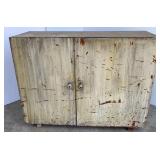 Antique Wooden Cabinet & Metal Shelf