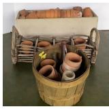 Wooden Box & Baskets of Terracotta Pots