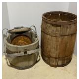 Antique Nail Keg & Wooden Mop Bucket