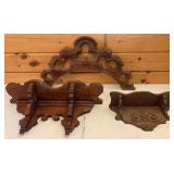 Antique Oak Wall Hanging Shelves & Walnut Accent