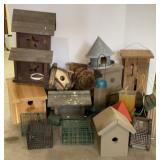 Large Lot of Birdhouses & Feeders