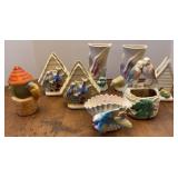 Vtg McCoy? Bird Theme Porcelain Wall Pockets