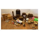 Wooden, Porcelain & Plastic Doll Furniture