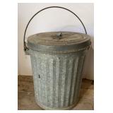 Galvanized Ash Bucket & Bird Feeder