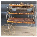 Wrought Iron Wire Plant stand Cart