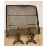 Fire Place Andirons & Screen
