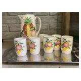 Fruit Pattern Drink Set & Stainless Tray