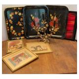 Vtg towle Metal Serving Trays, Cat Prints