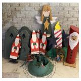 Large Lot Of Handmade Wooden Christmas Decor