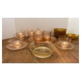 Pink Depression & Amber Apple Glass Pieces