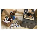 Adding Machine, Metal File drawer & Paint Supplies