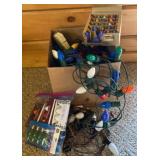 Box of Vtg C-9 Christmas Lights & Replacement