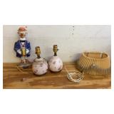 Two Hand Painted Vtg & Over headboard Lamps