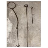 Cast iron Fire poker, Chain & Ring