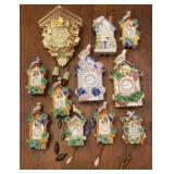 Vtg McCoy Clock Theme Porcelain Wall Pockets