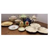 Porcelain Tea Pots & Decorative Plates