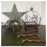 Vtg Wire Plant Holder, Star, Wrought Iron Accent