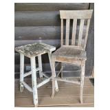 Vtg Stool & Chair