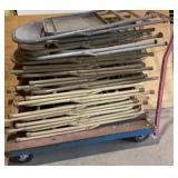 Metal Flatbed Cart of 16 Metal Chairs