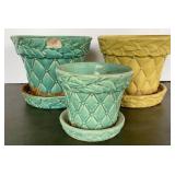 Vtg McCoy Quilted Diamond Pt Planters