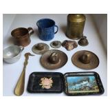 Copper, Brass, metal cups, trays,