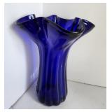 Cobalt Art Glass Vase,  heavy