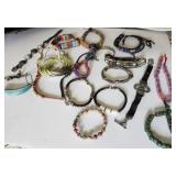 Leather & beaded bracelets, metal accents